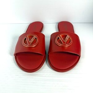 Valentino Women's Red Logo Slide Sandals